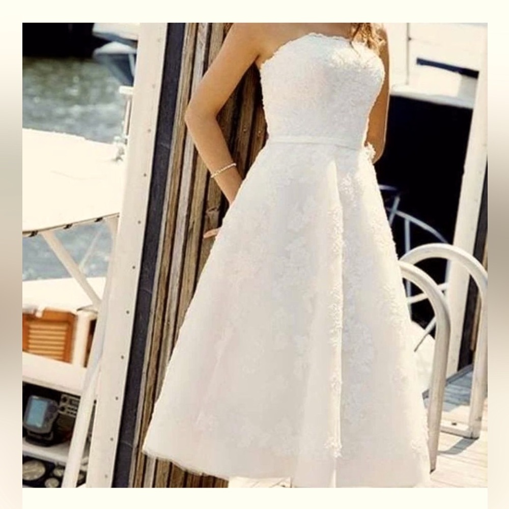 Galina Strapless Bridal or Quinceañera Gown- Midi Length
